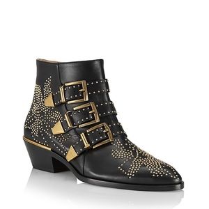 Chloe Susanna Boot Black with gold studs